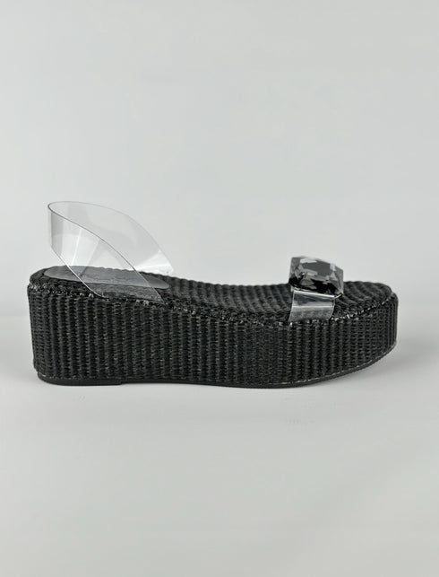 PAROS SİYAH TAŞLI DOLGU SANDALET